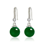 Green Jade & Red Ruby Hypoallergenic Drop Earrings Real Silver 925