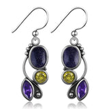 Sandstone Drop Earrings 925 Sterling Silver Zircon Inlaid Fine Jewelry