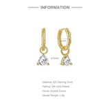 925 Silver Olive Green CZ Triangle Earrings Purple Crystal Circle Drop Earrings
