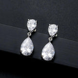 Zircon Water Drop Shape Earrings 925 Silver Wedding Party Gift