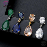 Zircon Water Drop Shape Earrings 925 Silver Wedding Party Gift