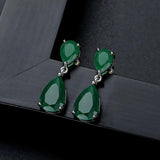 Zircon Water Drop Shape Earrings 925 Silver Wedding Party Gift