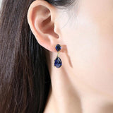 Zircon Water Drop Shape Earrings 925 Silver Wedding Party Gift