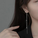 925 Silver Beads Snake Bone Chain Ear Line Earrings