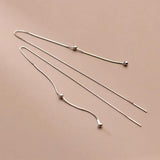 925 Silver Beads Snake Bone Chain Ear Line Earrings