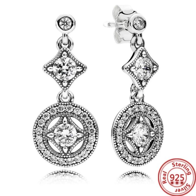 925 Silver Heart Butterfly Zircon Earrings Wedding Anniversary