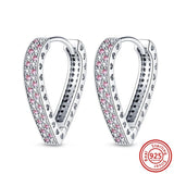 925 Silver Heart Butterfly Zircon Earrings Wedding Anniversary