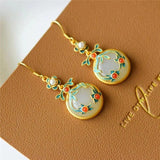 Hetian Jade 925 Silver Enamel Cloud Earrings