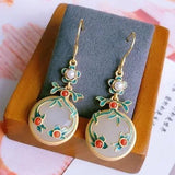 Hetian Jade 925 Silver Enamel Cloud Earrings