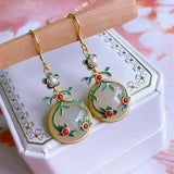 Hetian Jade 925 Silver Enamel Cloud Earrings