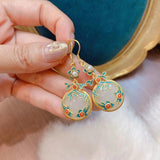 Hetian Jade 925 Silver Enamel Cloud Earrings
