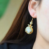 Hetian Jade 925 Silver Enamel Cloud Earrings