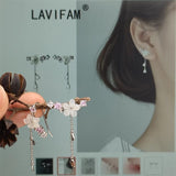 925 Silver Shell Flower Tassel Drop Earrings Clip Bohemian Accessories