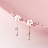 925 Silver Shell Flower Tassel Drop Earrings Clip Bohemian Accessories