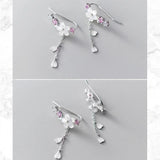 925 Silver Shell Flower Tassel Drop Earrings Clip Bohemian Accessories