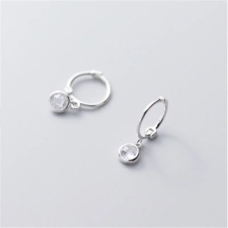 925 Silver Zircon Circle Drop Earrings Vintage Jewelry