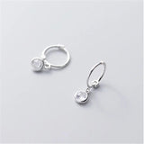 925 Silver Zircon Circle Drop Earrings Vintage Jewelry