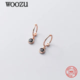 925 Silver Zircon Circle Drop Earrings Vintage Jewelry