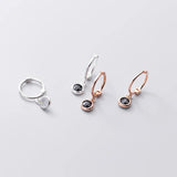 925 Silver Zircon Circle Drop Earrings Vintage Jewelry