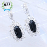 925 Silver Oval Spinel Stone Crystal Flower Earrings - Punk Style