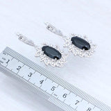 925 Silver Oval Spinel Stone Crystal Flower Earrings - Punk Style
