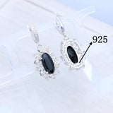 925 Silver Oval Spinel Stone Crystal Flower Earrings - Punk Style
