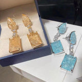 925 Silver Water Drop Earrings CZ Stone Korea Jewelry