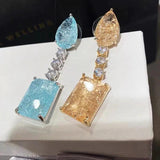 925 Silver Water Drop Earrings CZ Stone Korea Jewelry