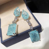 925 Silver Water Drop Earrings CZ Stone Korea Jewelry
