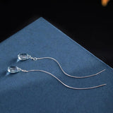 925 Silver Tassel Crystal Earrings Ethnic Style Lady Jewelry