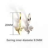 925 Silver Dragonfly Zircon Drop Earrings Bohemian Jewelry