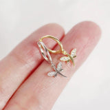 925 Silver Dragonfly Zircon Drop Earrings Bohemian Jewelry