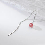 925 Sterling Silver Strawberry Crystal Ear Line Earrings for Girls