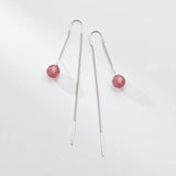 925 Sterling Silver Strawberry Crystal Ear Line Earrings for Girls