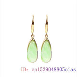 Vintage Natural Green Jade Water Drop Earrings 925 Silver Chinese Amulet Gift