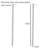 925 Silver CZ Chain Drop Dangle Earrings for Women