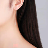 925 Silver CZ Chain Drop Dangle Earrings for Women