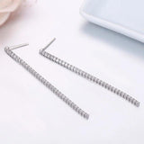 925 Silver CZ Chain Drop Dangle Earrings for Women