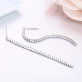 925 Silver CZ Chain Drop Dangle Earrings for Women