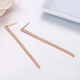 925 Silver CZ Chain Drop Dangle Earrings for Women