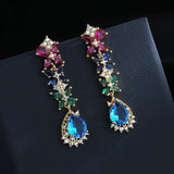 925 Silver Retro Green Zircon Earrings High-End Palace Colored Zircon Earrings