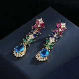 925 Silver Retro Green Zircon Earrings High-End Palace Colored Zircon Earrings