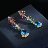 925 Silver Retro Green Zircon Earrings High-End Palace Colored Zircon Earrings