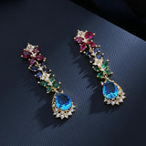 925 Silver Retro Green Zircon Earrings High-End Palace Colored Zircon Earrings