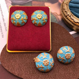 Vintage 925 Silver Pin Earrings, Hot Sky Round Pattern, Banquet Accessory