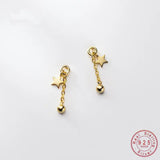 925 Silver Star Pentagram Drop Earrings for Women