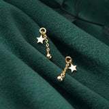 925 Silver Star Pentagram Drop Earrings for Women