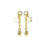 925 Silver Star Pentagram Drop Earrings for Women
