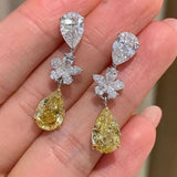 Silver Flower Lab Topaz Diamond Dangle Earrings