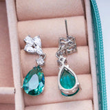 925 Silver Drop Earring Water Drop Emerald Gemstone Party Jewelry